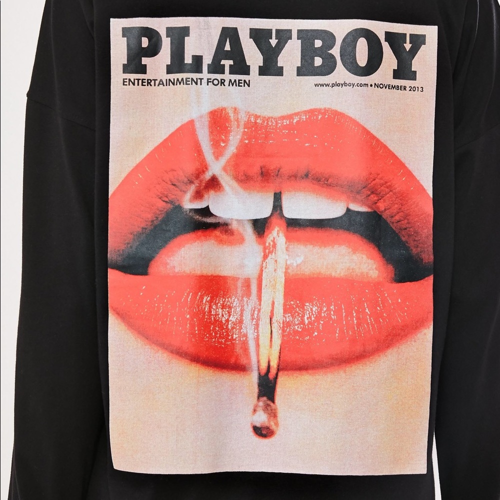 SOLD Playboy Missguided Black Lips T Shirt Dress - Picture 4 of 4